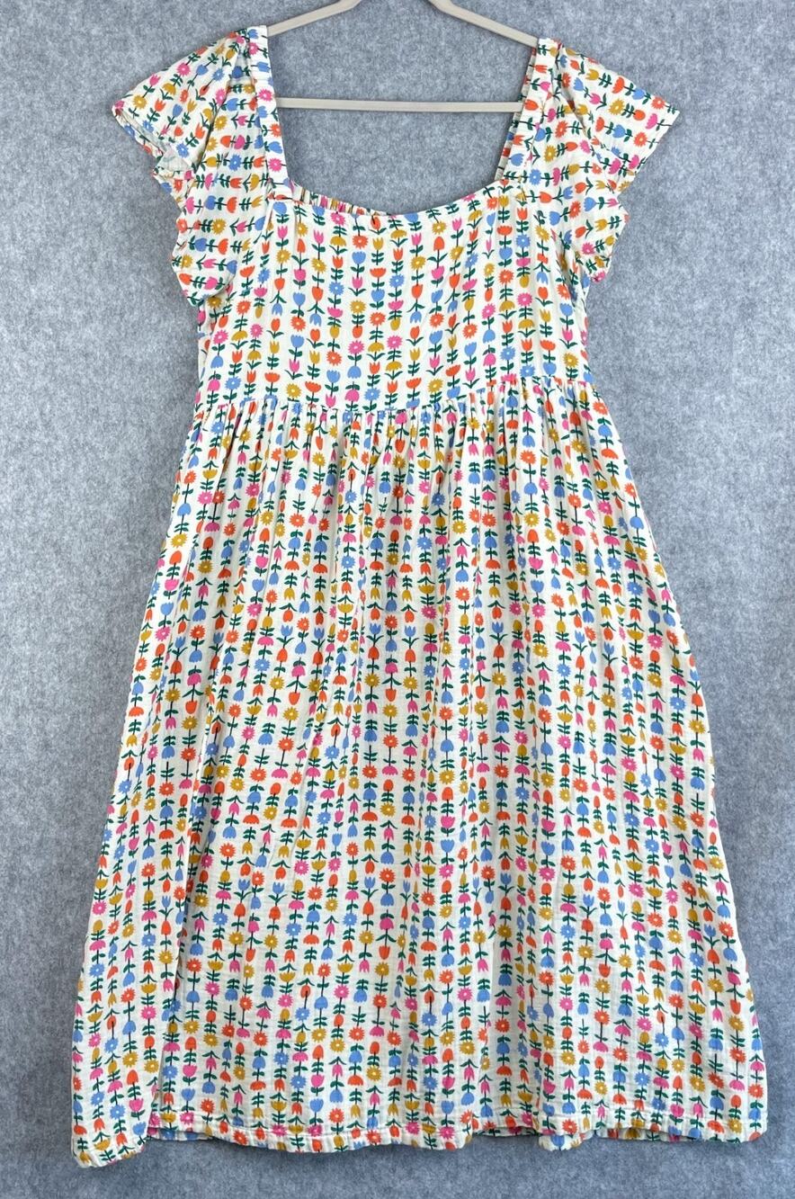 Hanna Andersson Dress Womens XXL Floral Smocked Cotton Midi Retro Cottage